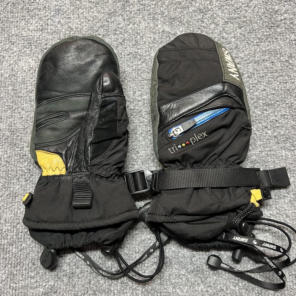 Swany Mittens Womens Medium Black Leather Insulated Lined Ski Snowboard Winter